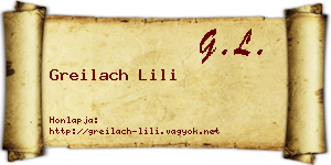 Greilach Lili névjegykártya